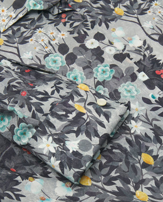 Floral print cotton double cuff shirt