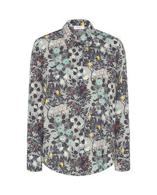 Camisa gris estampado floral de algodón by MIRTO | 05306_0050_4