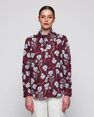 Camisa burdeos estampado floral con lazada by MIRT | 05308_0050_1
