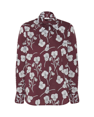 Camisa burdeos estampado floral con lazada by MIRT | 05308_0050_4