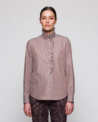 Camisa marrón de rayas algodón by MIRTO | 05313_0051_1