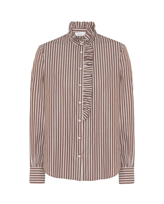 Camisa marrón de rayas algodón by MIRTO | 05313_0051_4