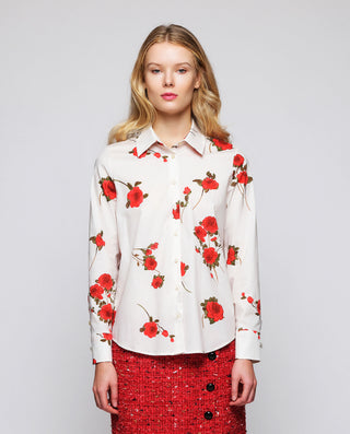 Camisa blanca estampado floral de algodón by MIRTO | 05316_0050_1