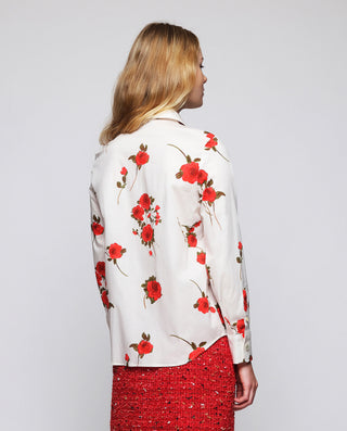 Camisa blanca estampado floral de algodón by MIRTO | 05316_0050_2