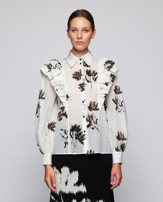Camisa jacquard de algodón estampado floral