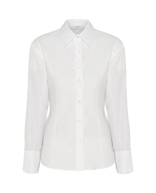 Camisa blanca de algodón con adornos florales by M | 05320_0050_4