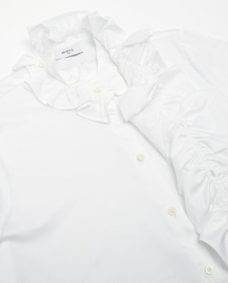 White cotton shirt with floral trims
