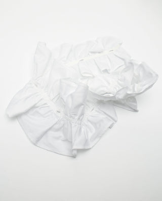 White cotton shirt with floral trims