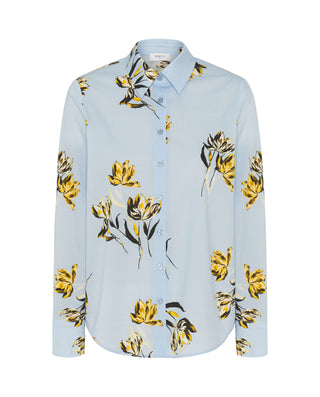Camisa azul estampado floral algodón by MIRTO | 05325_0050_1