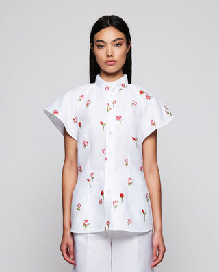 Camisa manga corta blanca bordados florales by MIR | 05338_0050_1