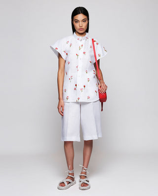 Camisa manga corta blanca bordados florales by MIR | 05338_0050_3
