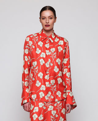 Blusa roja estampado floral de seda by MIRTO | 05344_0050_1