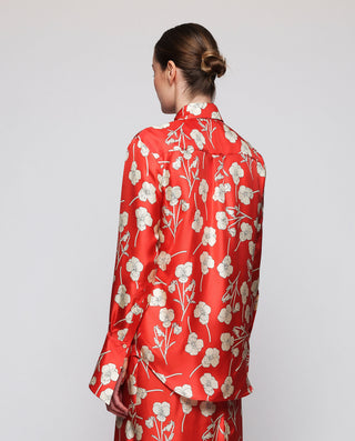 Blusa roja estampado floral de seda by MIRTO | 05344_0050_2