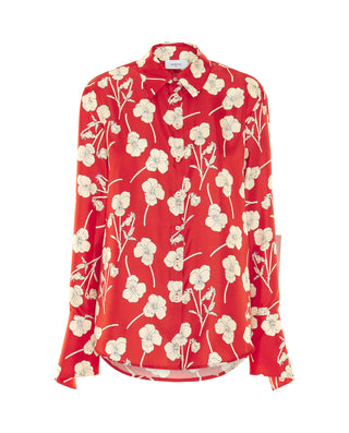 Blusa roja estampado floral de seda by MIRTO | 05344_0050_4