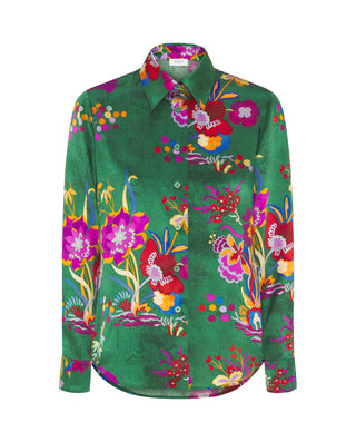 Blusa verde estampado floral de seda by MIRTO | 05345_0050_4
