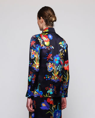 Blusa azul estampado floral de seda by MIRTO | 05345_0051_2