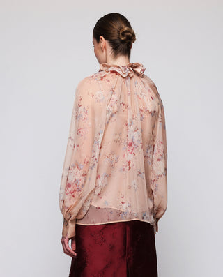 Blusa beige de gasa estampado floral by MIRTO | 05347_0050_2