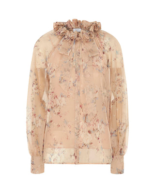 Blusa beige de gasa estampado floral by MIRTO | 05347_0050_4