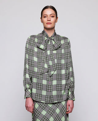 Blusa verde estampado cuadros by MIRTO | 05349_0050_1