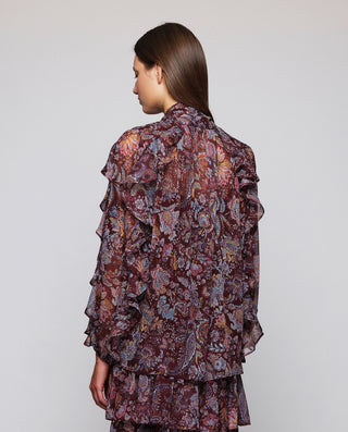 Blusa burdeos estampado paisley con volantes by MI | 05350_0050_2