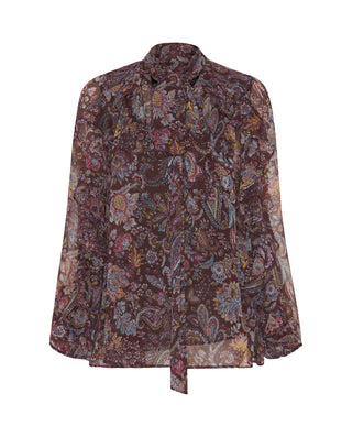 Blusa burdeos estampado paisley con volantes by MI | 05350_0050_4