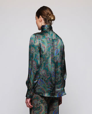 Blusa verde estampado paisley de seda by MIRTO | 05352_0050_2