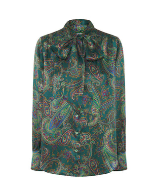 Blusa verde estampado paisley de seda by MIRTO | 05352_0050_4