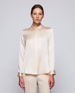 Cream stretch silk blouse