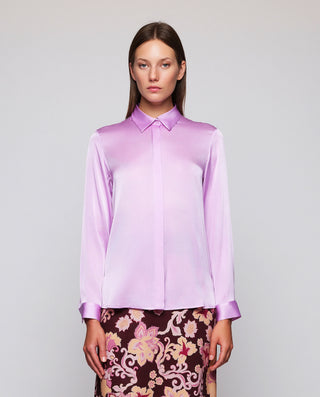 Pink stretch silk blouse