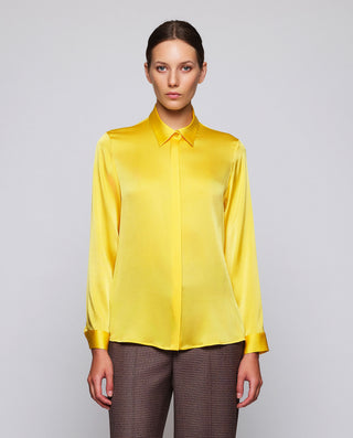 Yellow stretch silk blouse