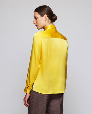 Yellow stretch silk blouse