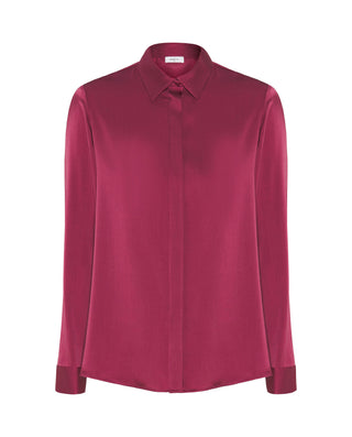 Blusa burdeos de seda elástica