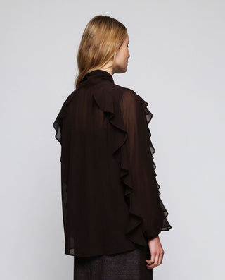Blusa marrón de gasa by MIRTO | 05367_0051_2