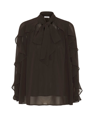 Blusa marrón de gasa by MIRTO | 05367_0051_4