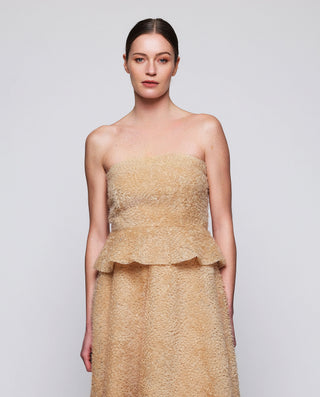 Top peplum beige de tul by MIRTO | 05375_0050_1
