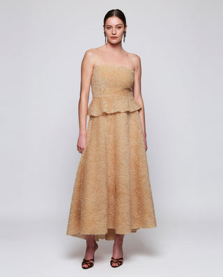 Beige tulle peplum top