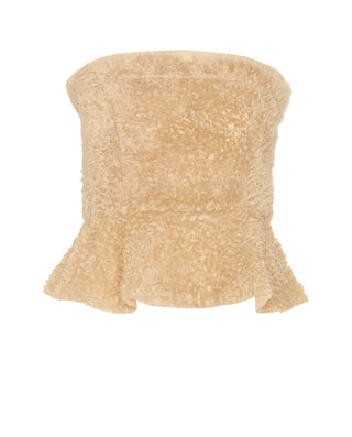 Beige tulle peplum top