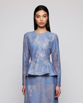 Top peplum de encaje azul by MIRTO | 05386_0051_1