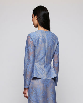 Top peplum de encaje azul by MIRTO | 05386_0051_2