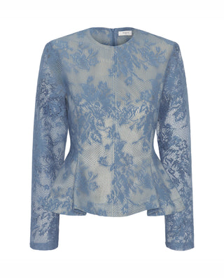 Top peplum de encaje azul by MIRTO | 05386_0051_4
