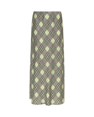 Falda midi verde estampado cuadros