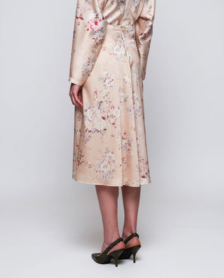 Falda beige estampado floral