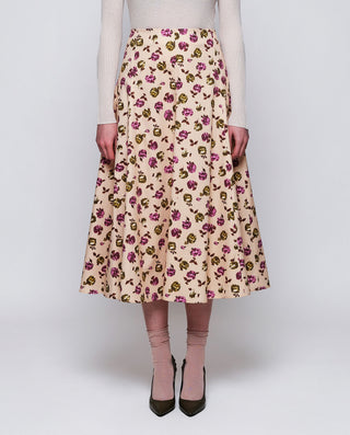 Falda midi melocotón estampado floral by MIRTO | 05405_0050_1