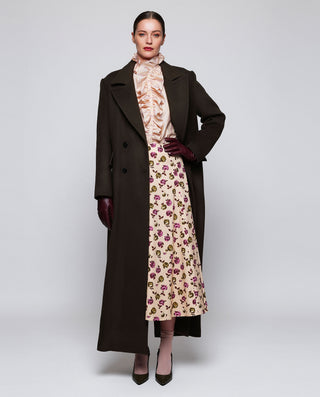 Falda midi melocotón estampado floral