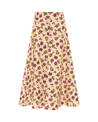 Falda midi melocotón estampado floral