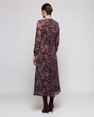 Vestido burdeos drapeado estampado paisley by MIRT | 05414_0050_2