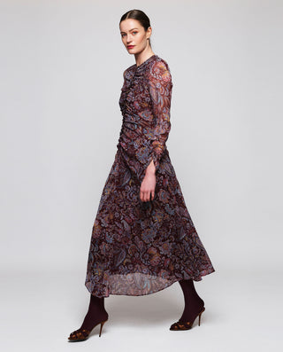 Vestido burdeos drapeado estampado paisley by MIRT | 05414_0050_3