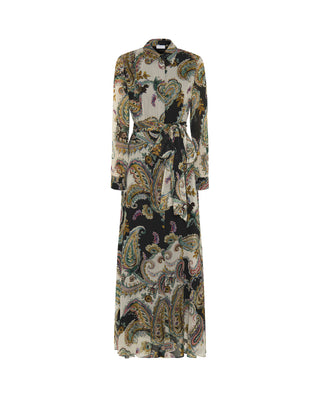 Vestido camisero de gasa estampado paisley