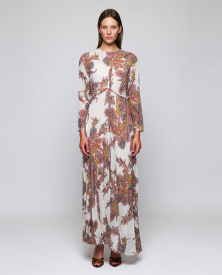 Vestido plisado estampado paisley de gasa