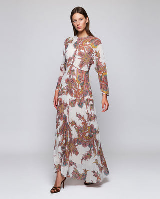 Vestido plisado estampado paisley de gasa
